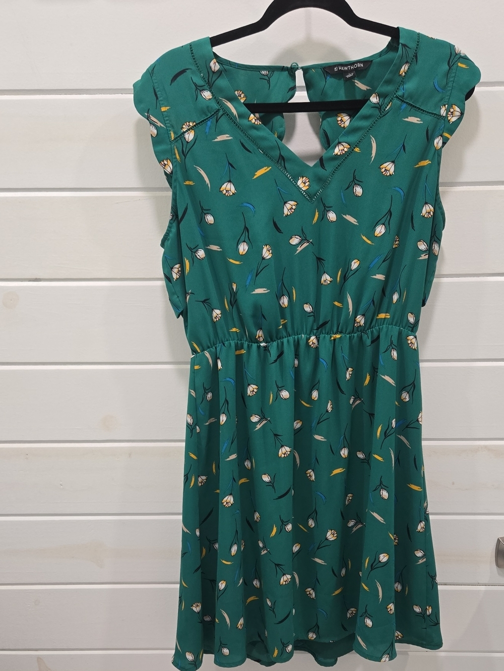 41 Hawthorn Teal Floral V-Neck Cap-Sleeve Casual Dress